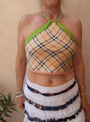 foulard carré triangle pointu crop top dos nu fait main