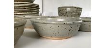 7 bols assiettes grés Gustave Tiffoche signé-french ceramic 