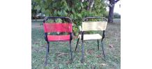 Paire de chaises enfant métal et scoubidou (vintage)
