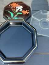 PLATEAU OCTOGONAL JAPONAIS APERITIF TOURNANT VINTAGE