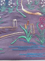 TABLEAU ASIATIQUE SOIE PEINTE ET BRODEE 1900 1930 ?