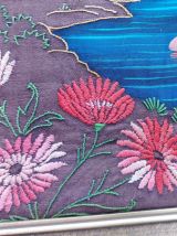TABLEAU ASIATIQUE SOIE PEINTE ET BRODEE 1900 1930 ?
