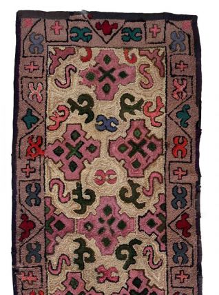 Tapis ancien Américain Hooked fait main, 1C981