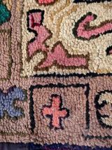 Tapis ancien Américain Hooked fait main, 1C981