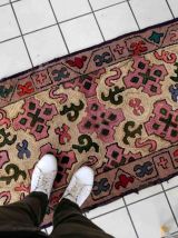 Tapis ancien Américain Hooked fait main, 1C981
