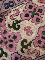 Tapis ancien Américain Hooked fait main, 1C981