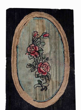 Tapis vintage Américain Hooked fait main, 1C983