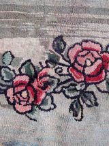 Tapis vintage Américain Hooked fait main, 1C983
