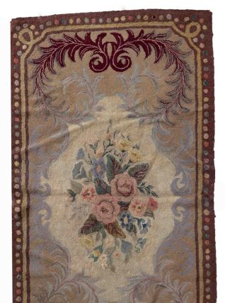 Tapis ancien Américain Hooked fait main, 1C984