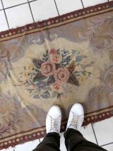 Tapis ancien Américain Hooked fait main, 1C984