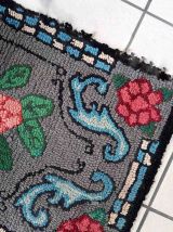Tapis ancien Américain Hooked fait main, 1C985