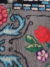 Tapis ancien Américain Hooked fait main, 1C985