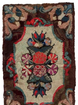 Tapis ancien Américain Hooked fait main, 1C986