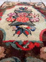 Tapis ancien Américain Hooked fait main, 1C986