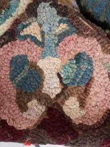 Tapis ancien Américain Hooked fait main, 1C986