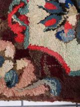 Tapis ancien Américain Hooked fait main, 1C986
