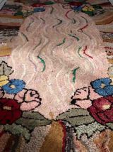 Tapis ancien Américain Hooked fait main, 1C987