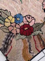 Tapis ancien Américain Hooked fait main, 1C987