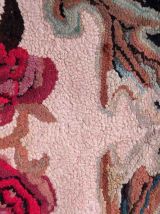 Tapis ancien Américain Hooked fait main, 1C988