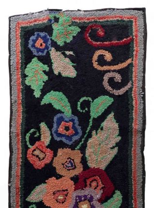 Tapis ancien Américain Hooked fait main, 1C989