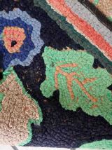 Tapis ancien Américain Hooked fait main, 1C989