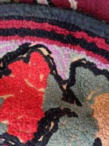 Tapis ancien Américain Hooked fait main, 1C990