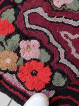 Tapis ancien Américain Hooked fait main, 1C990