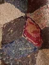 Tapis ancien Américain Hooked fait main, 1C991