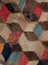 Tapis ancien Américain Hooked fait main, 1C991