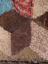Tapis ancien Américain Hooked fait main, 1C991