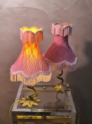 2 lampes de  chevets  1900 a 20  bronze et laiton  ; abat jo
