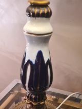 lampe pied ceramique et bronze  , abat  jour plissé vieux ro