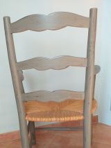Fauteuil campagne paillé ancien patiné 