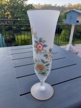 VASE TULIPE OPALINE BLANCHE VINTAGE DECOR FLORAL 1970 JAPON