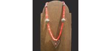 Vintage collier corail avec Fibules bijoux berbère en argent