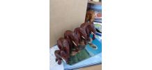 Famille Complète De 5 Éléphants Sculptés En Bois Massif -