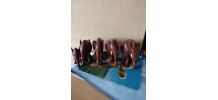 Famille Complète De 5 Éléphants Sculptés En Bois Massif -