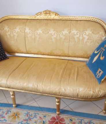 salon LouisXVI doré à la feuille avec 2 bergères