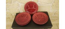 6 assiettes à fondue rouges Lunéville
