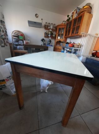 table de cuisine vibtage recouvrement emaille