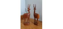 Antilopes sculptées en bois style brutaliste