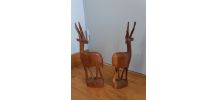 Antilopes sculptées en bois style brutaliste