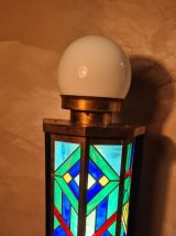 lampe veritable  vitrail , art deco ecadrement laiton  60x30