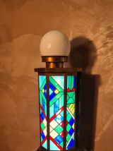 lampe veritable  vitrail , art deco ecadrement laiton  60x30