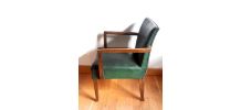 Paire de fauteuils bridge 1940 en skaï