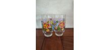 Lot de 2 verres vintage Arcoroc motifs floraux