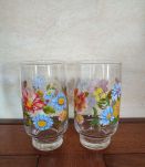 Lot de 2 verres vintage Arcoroc motifs floraux