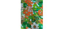 Très grand coupon de tissu vintage motif fleurs 