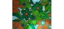 Très grand coupon de tissu vintage motif fleurs 