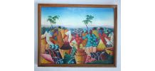 Peinture ethnique d'Haïtie, art d'Afrique de style naïf